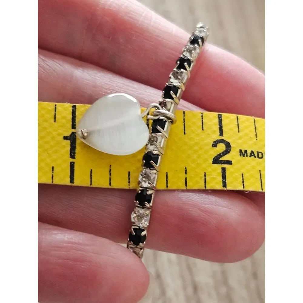 Heart Charm Bracelet with Rhinestones 6.75